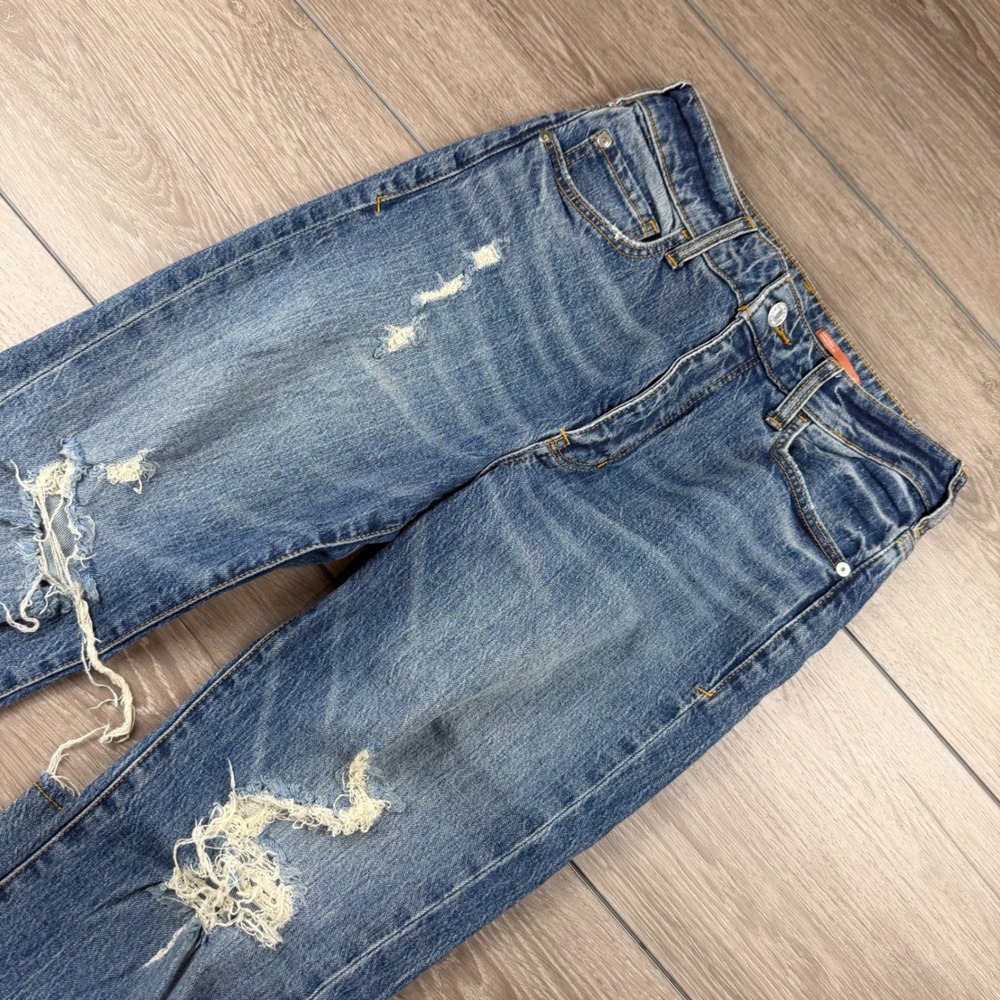 Pilcro Women Jeans Distressed High Rise Straight Leg Blue Size 27